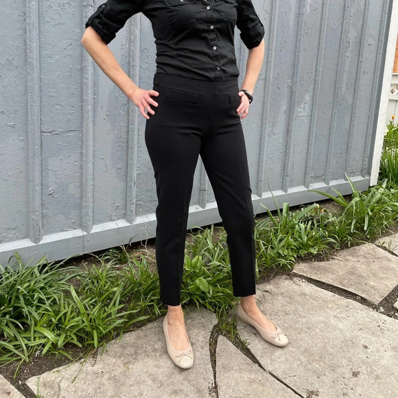 Moschino Cropped Black Flat Front Trousers, Size 6 - Picture 2 of 13